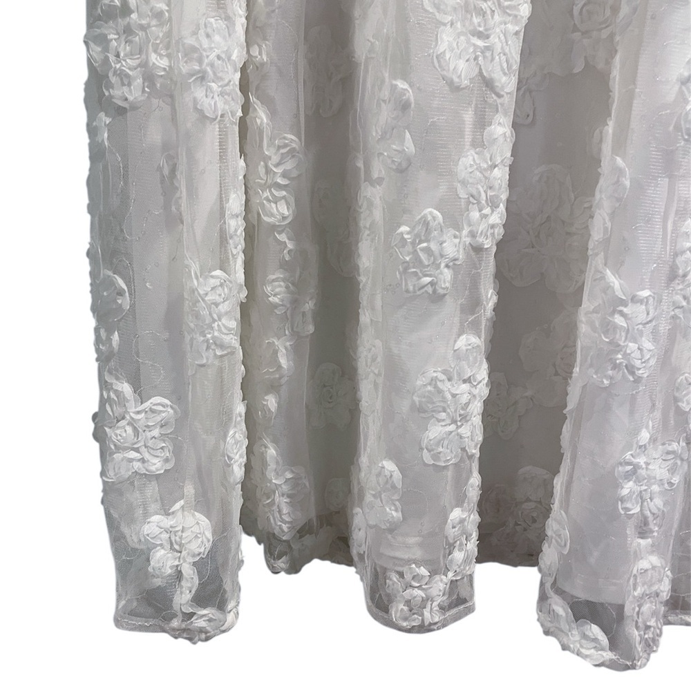Delightful Charisma White Embroidered Sequin Mesh Midi Dress Medium - Picture 7 of 9